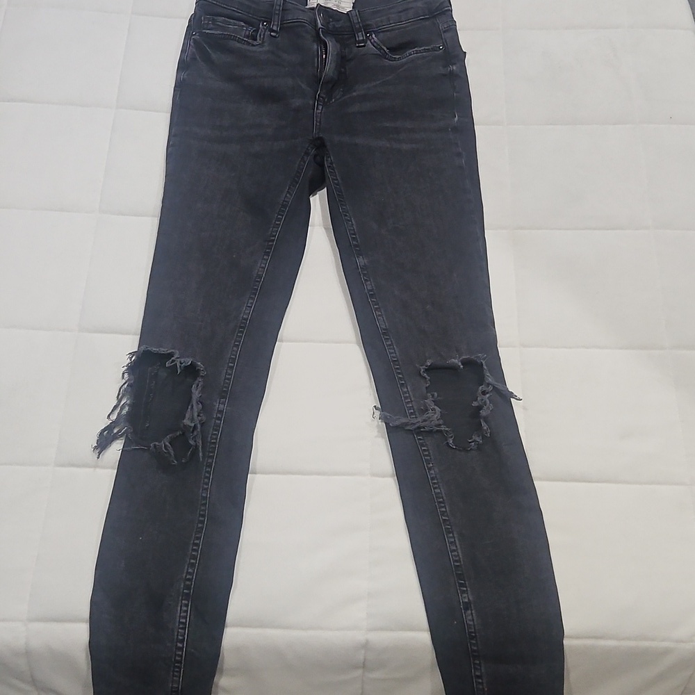 Free People Destroyed Black Wash Jeans size 25